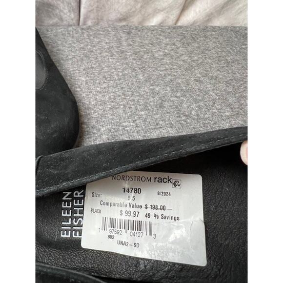 Eileen Fisher Una 2 Hidden Wedge Round Toe Ballet Flats Black Women's US 5 - Picture 7 of 8